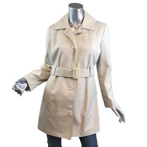 Vintage Women’s size 6 Small Trench Coat Jacket Beige Belted Lined Butto…